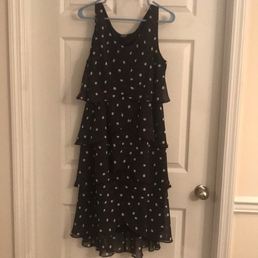 Black dress with white polka dots
